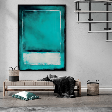 Tablouri Abstracte - Tablou canvas abstract turcoaz – design minimalist modern pentru dormitor sau birou