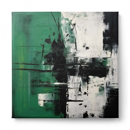 Tablou abstract modern verde, alb și negru [1]