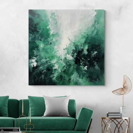 Tablouri Abstracte - Tablou abstract modern în nuanțe de verde – natură