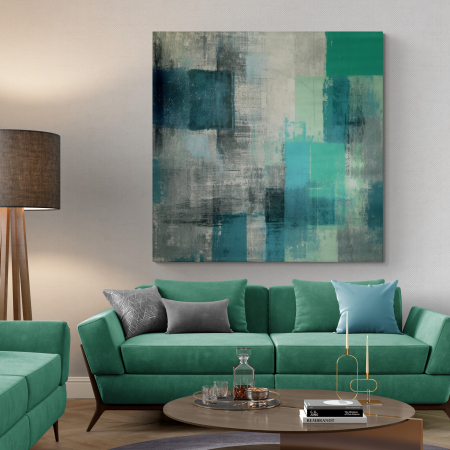 Tablouri Abstracte - Tablou canvas abstract modern verde și turcoaz