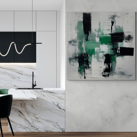 Tablouri Abstracte - Tablou abstract modern verde și negru