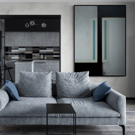 Tablouri Abstracte - Tablou canvas abstract gri și negru – decor modern sobru pentru living și birou