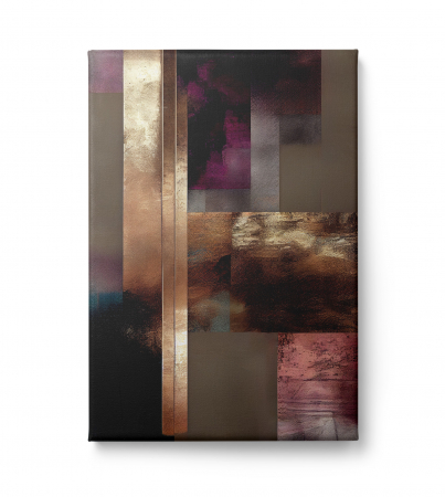 Tablou canvas abstract mov și auriu – decor elegant pentru hol modern [1]