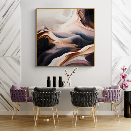 Tablouri Abstracte - Tablou canvas, abstract, modern, nuante roz si crem, pentru living, bucatarie