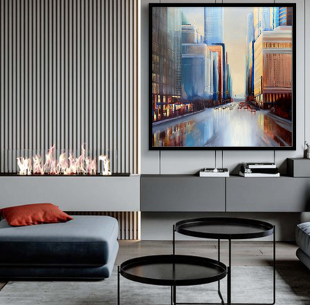 Tablouri Arhitectura si Peisaje - Tablou canvas abstract al unui oraș modern multicolor