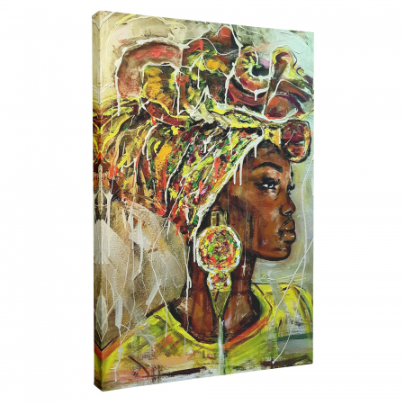 Tablou canvas, abstract, portret fata africana, multicolor, pentru dormitor, living, hol [1]