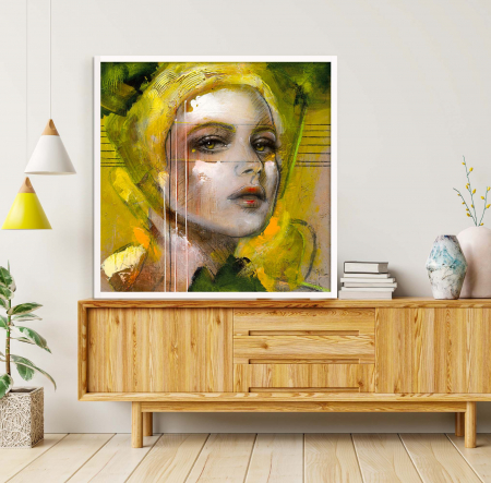 Tablouri Portrete Abstracte - Tablou canvas, abstract, portret femeie, minimalist, multicolor, pentru hol