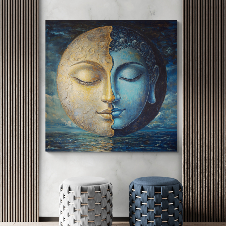 Tablou Canvas Buddha și Luna [1]