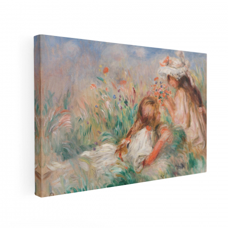 Tablou canvas modern după Renoir, Girls in the Grass, pentru living [1]