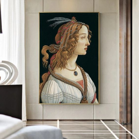 Sandro Botticelli - Tablou canvas, Intaglio, color, Clasic, Idealized Portrait of a Lady de Sandro Botticelli, print pe panza Premium,  pentru hol