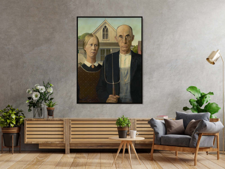 Tablou abstract modern, reinterpretare a American Gothic pe pânză premium. [1]
