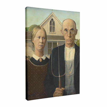 Tablou abstract modern, reinterpretare a American Gothic pe pânză premium. [2]