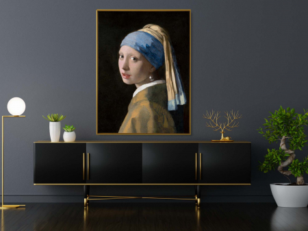 Lucrari celebre - Tablou canvas, Intaglio, color, Clasic, portret, Girl with a Pearl Earring de Johannes Vermeer, print pe panza Premium, pentru living