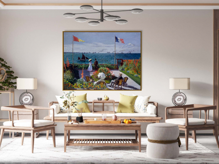 Claude Monet - Reproducere canvas Monet - Garden at Sainte-Adresse pentru living