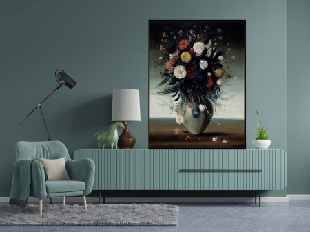 Tablouri cu flori - Tablou canvas abstract modern, vaza cu flori colorate