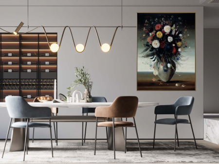 Tablou canvas abstract modern, vaza cu flori colorate [1]