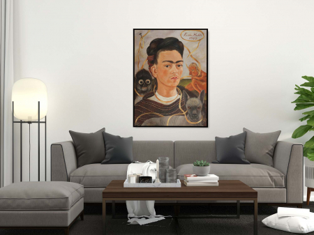 Frida Kahlo - Print canvas Frida Kahlo, Self-portrait with Small Monkey