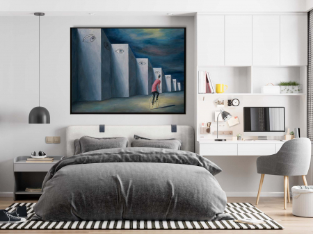 Tablouri suprarealiste - Tablou canvas, Intaglio, color, Suprarealism, Priviri, print pe panza Premium, pentru living, hol, dormitor
