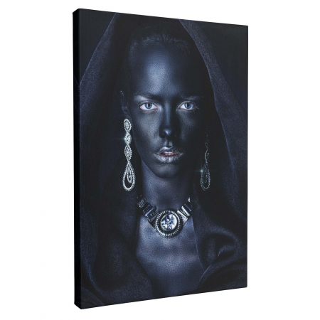 Tablou canvas, Intaglio, Modern, negru, Portret femeie, print pe panza Premium, pentru living [3]