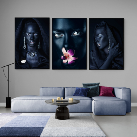 Tablou canvas, Intaglio, Modern, negru, Portret femeie, print pe panza Premium, pentru living [1]