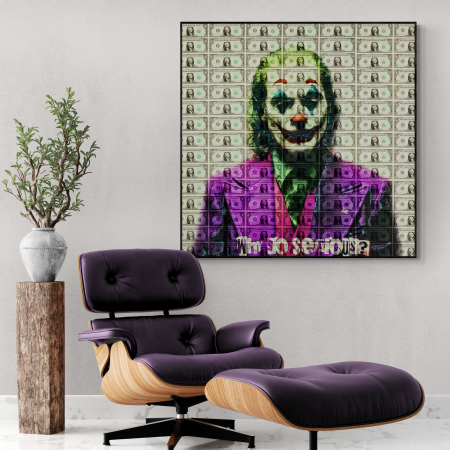 Tablouri cu Celebritati - Tablou Canvas portret Joker, format din bancnote de un dolar
