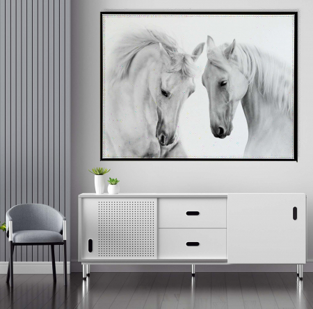 Tablouri Animale si Pasari - Tablou canvas, Cai albi, modern, pentru living