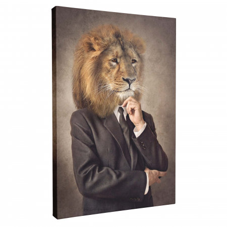 Set 3 tablouri cu animale Leu, Lup, Elefant, pentru living, birou [1]