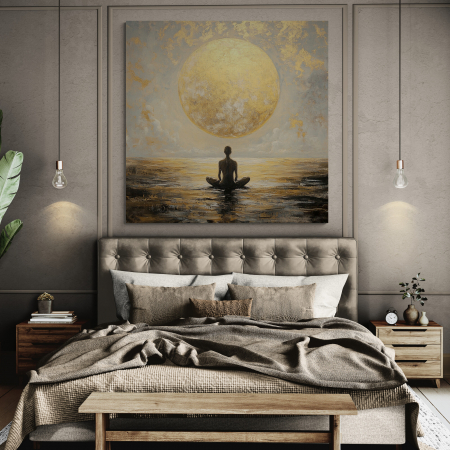 Tablouri Buddha - Tablou Canvas Meditație sub Soarele Auriu