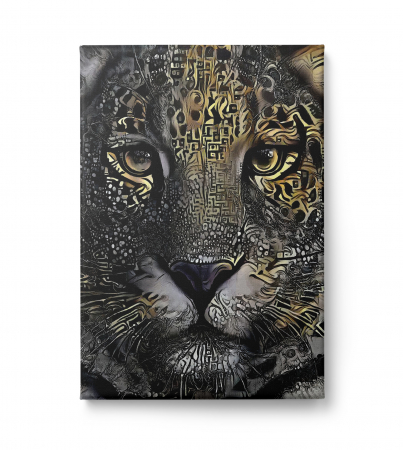 Tablouri Animale si Pasari - Tablou canvas, modern, Animale, felina ,negru ,galben ,pentru living, birou