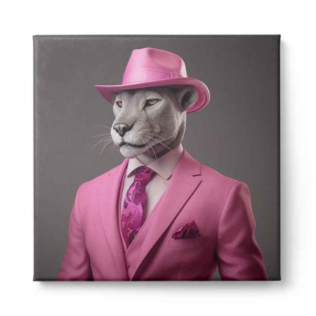 Tablou canvas, modern, Animale, Pantera in costum roz, pentru hol, living [1]