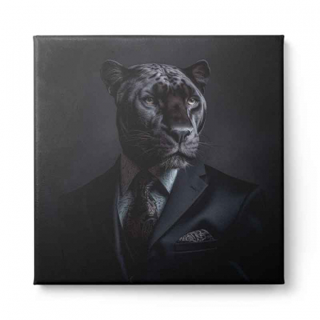 Tablou canvas, modern, Animale, Pantera neagra pe fundal negru, pentru birou, hol [1]