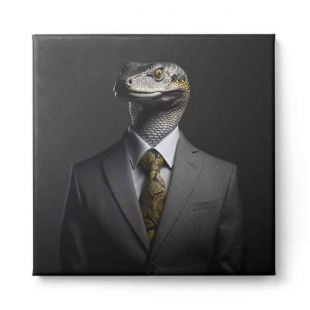 Tablou canvas, modern, Animale, Sarpe in costum,pe fundal negru, pentru birou, living [1]