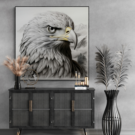 Tablouri Animale si Pasari - Tablou canvas, modern, Animale, Vultur, alb negru, pentru birou
