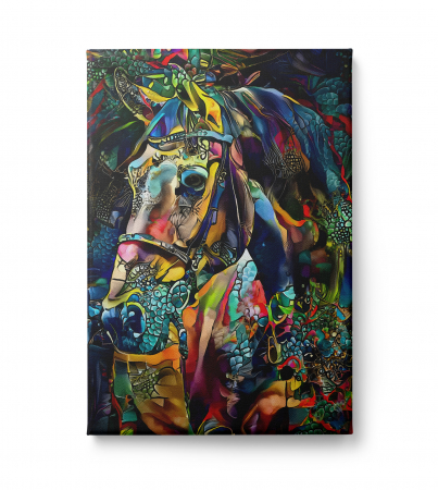 Tablouri Animale si Pasari - Tablou canvas, modern, cal multicolor ,pentru living, birou