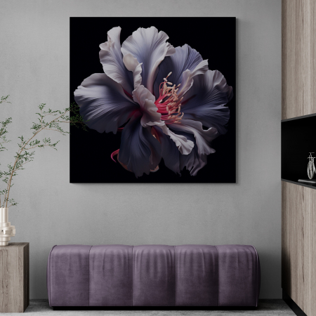 Tablouri cu Flori - Tablou canvas, modern, cu Floare mov, pe fundal negru, pentru hol