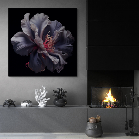 Tablou canvas, modern, cu Floare mov, pe fundal negru, pentru hol [1]