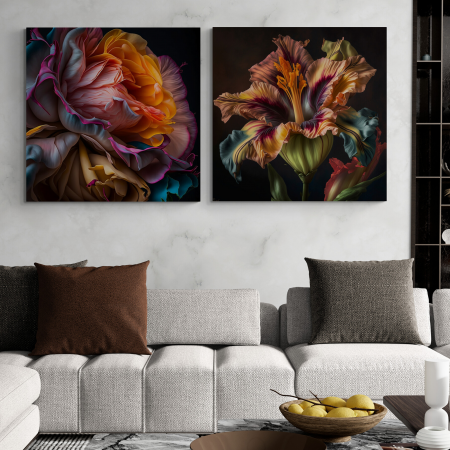 Tablouri cu Flori - Tablou canvas, modern, cu Floare multicolora, pentru living