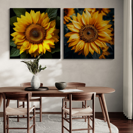 Tablou canvas, modern, cu Floarea soarelu in nuante de galben, pentru living [1]