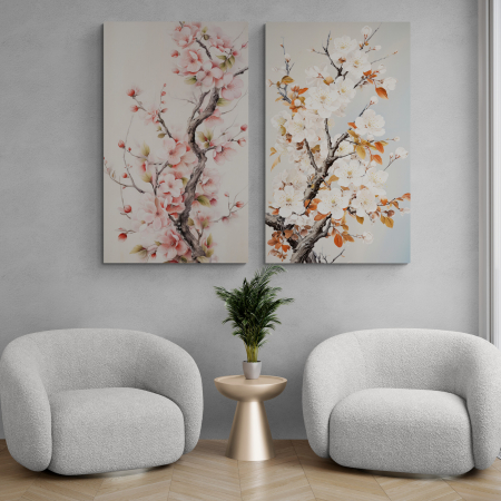 Tablouri cu Flori - Tablou canvas, modern, cu flori de cires, pentru hol