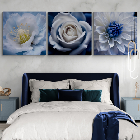 Tablouri cu Flori - Tablou canvas, modern, cu Flori in stil realistic, nuante de albastru, pentru hotel
