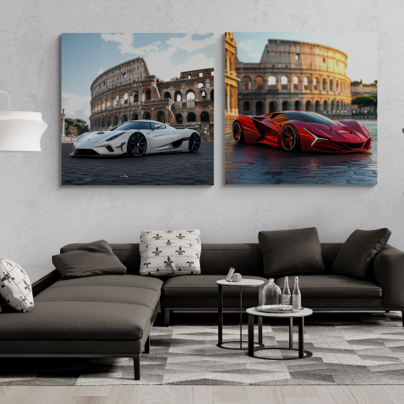 Tablouri cu Masini - Tablou canvas cu masini  pe fundaluri emblematice din Italia