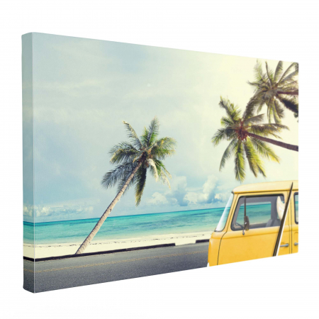 Tablou canvas modern cu mașini retro și palmieri pentru hol sau baie [3]