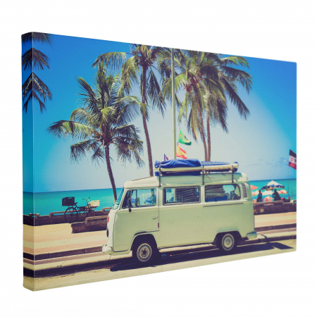 Tablou canvas modern cu mașini retro și palmieri pentru decor interior. [1]