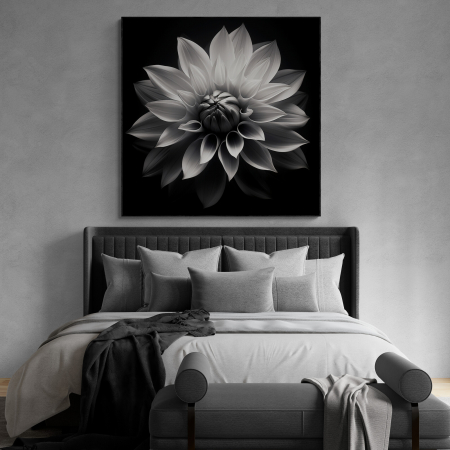 Tablouri cu Flori - Tablou canvas, modern, Floare, alb-negru, pentru living, dormitor