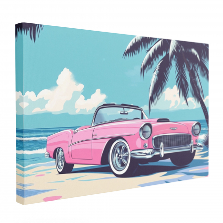 Tablou canvas decorativ cu o mașină clasică roz [1]