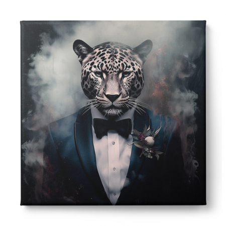 Tablouri Animale si Pasari - Tablou canvas modern, leopard, in costum, pentru living