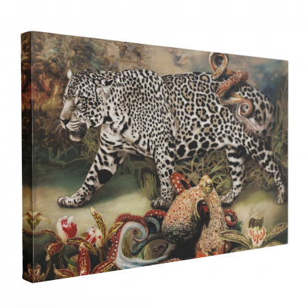 Tablou canvas, modern, leopard, multicolor, pentru sufragerie, 70 x 90 cm [1]