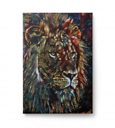 Tablouri Animale si Pasari - Tablou canvas modern, leu , negru, auriu,  pentru living