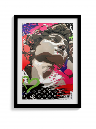 Tablou canvas modern cu portretul stilizat și colorat al statuii David. [2]