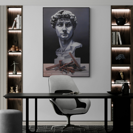 Tablouri cu Celebritati - Tablou canvas modern David alb-negru pentru birou